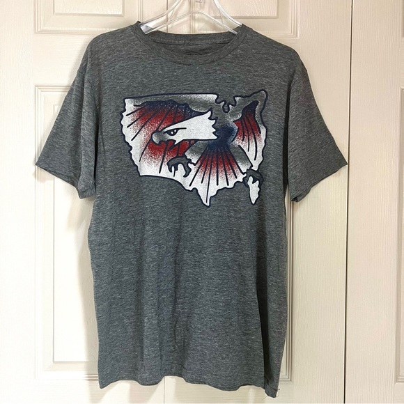 Men’s Grey Graphic USA Eagle Short-Sleeve T-Shirt - Picture 1 of 7